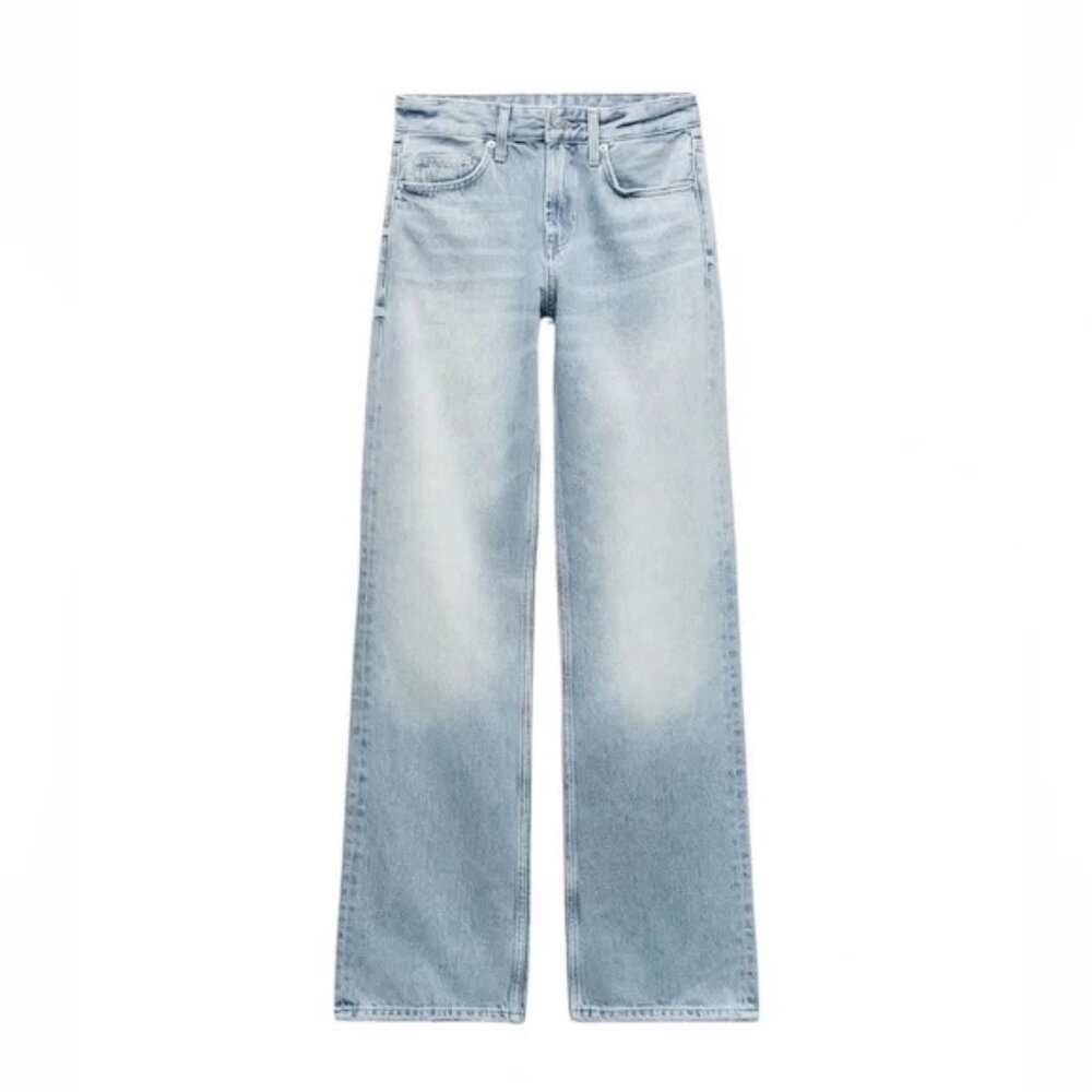 ZARA FULL LENGTH MID-RISE WIDE LEG JEANS SIZE6